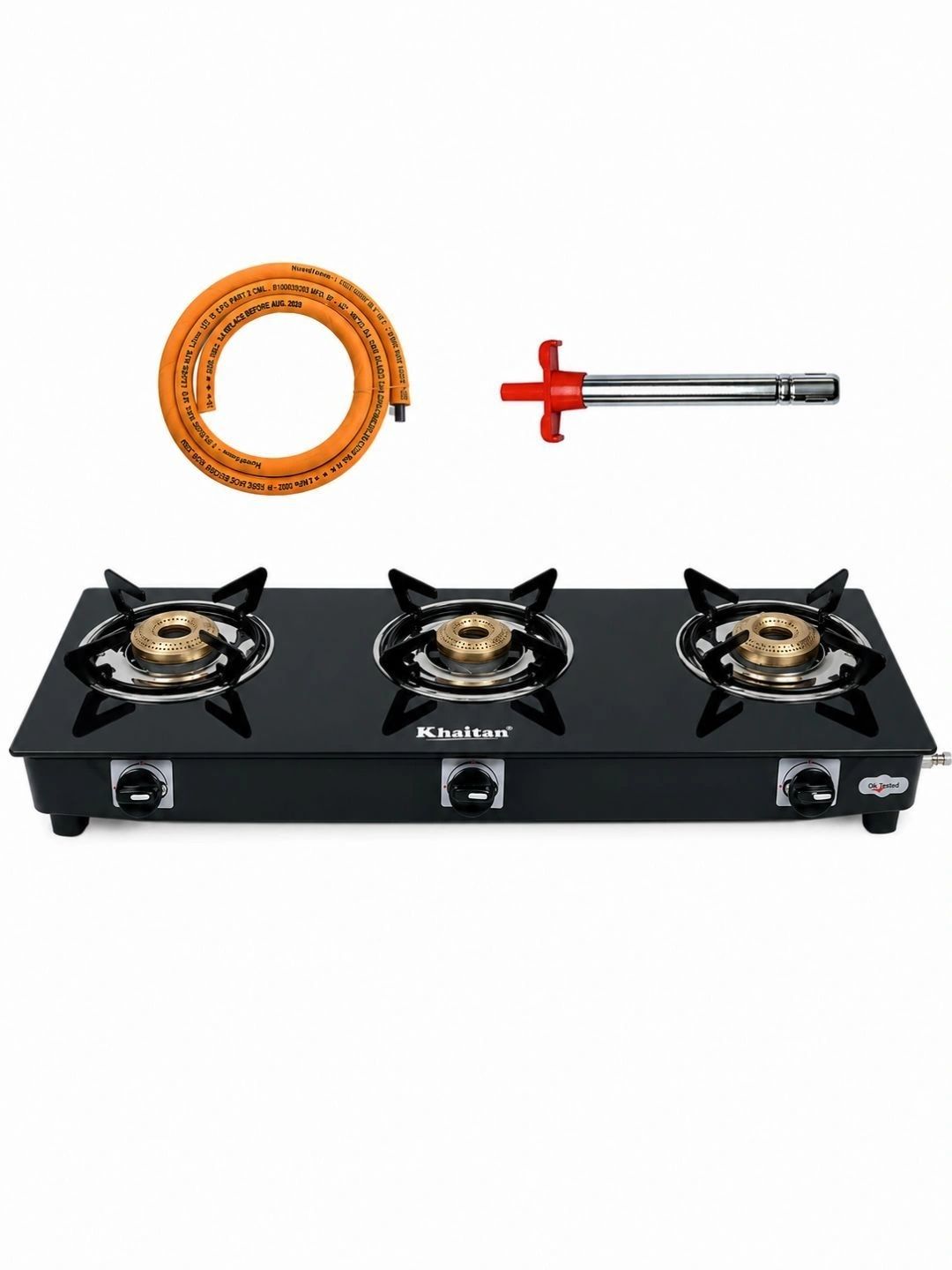 Khaitan 3 Burner BP Toughened Glass LPG Cooktop
