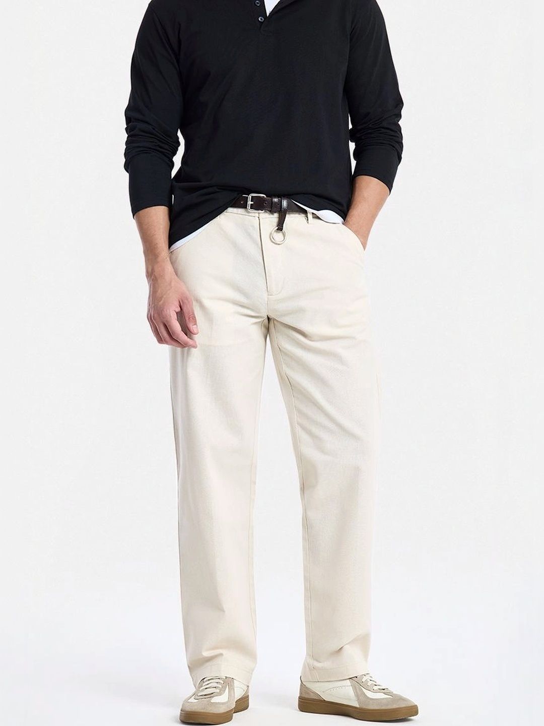Snitch Men Straight Fit Chinos Trousers-picture-3