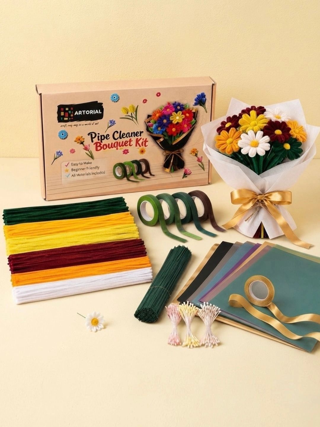 FEELHIGH Craft Pipe Cleaner Flower Making Set-picture-0