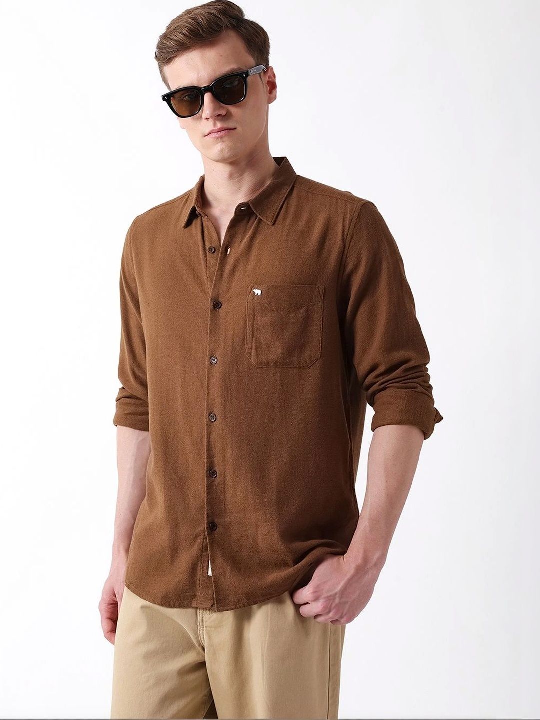 THE BEAR HOUSE Men Cotton Solid Regular Fit Casual Shirt