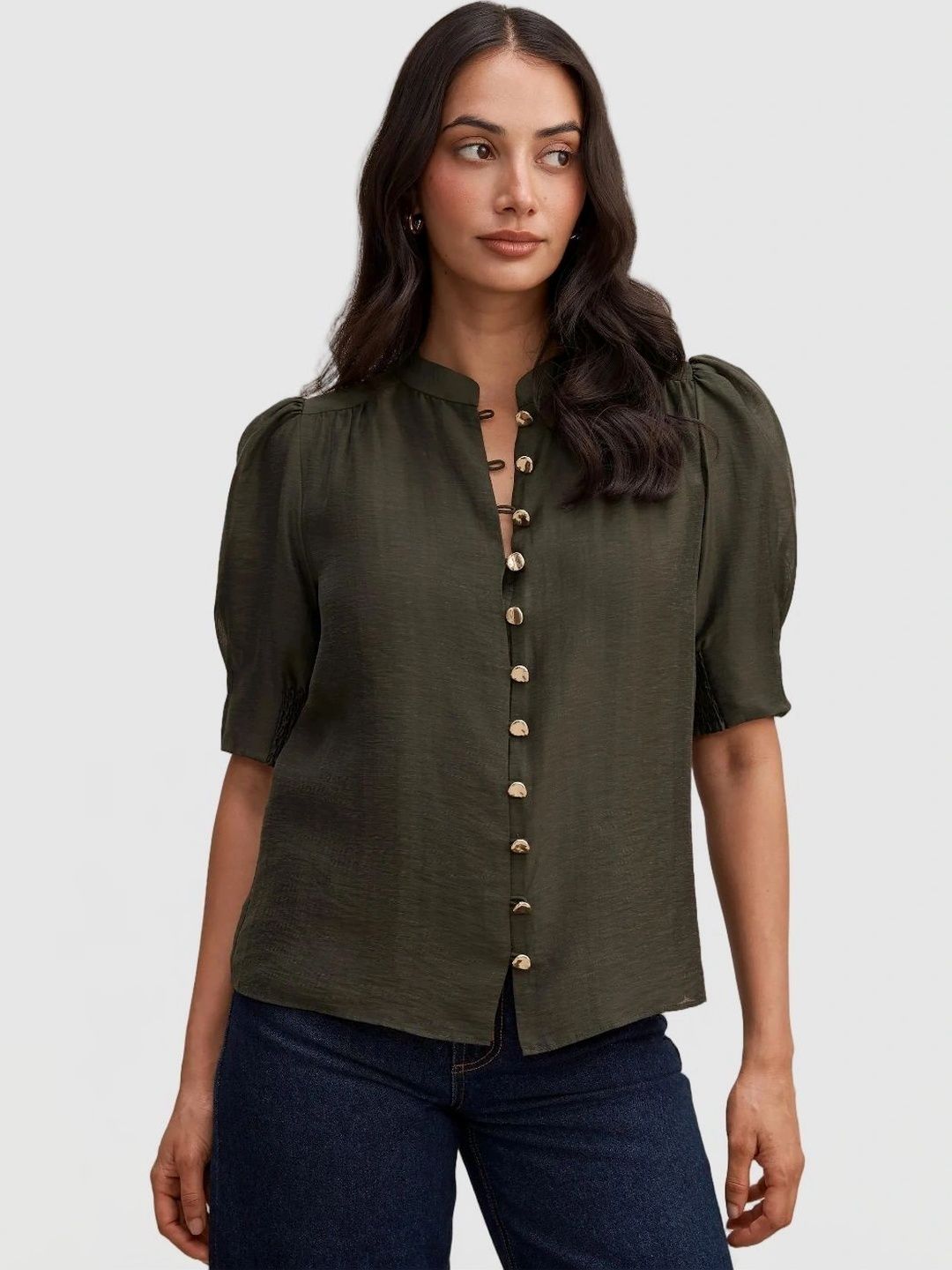 Forever New Mandarin Collar Puff Sleeve Top-picture-25