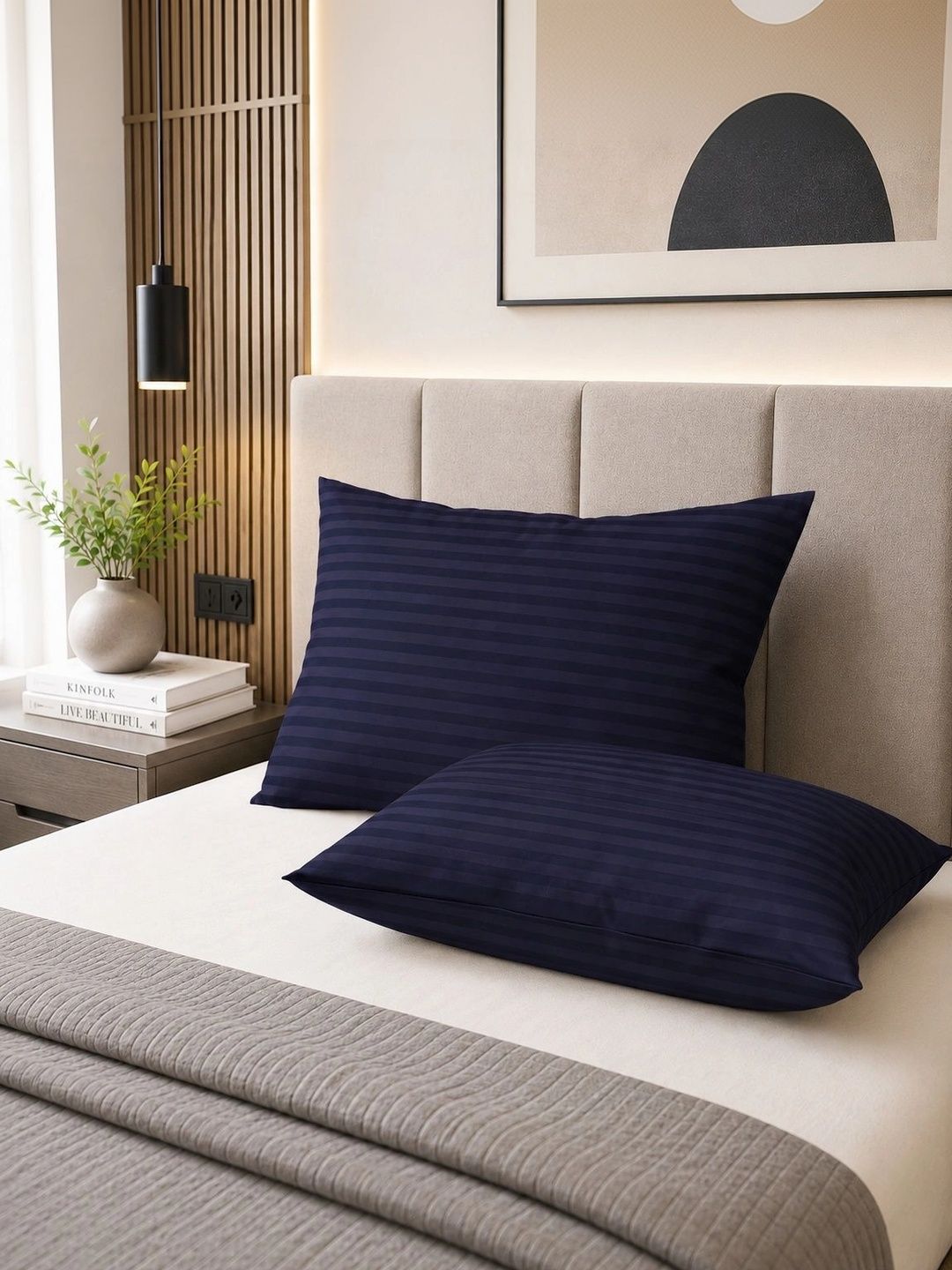 Myntra Elegant Homes Blue Set of 2 Fibre Filled Polycotton Sleep Pillow