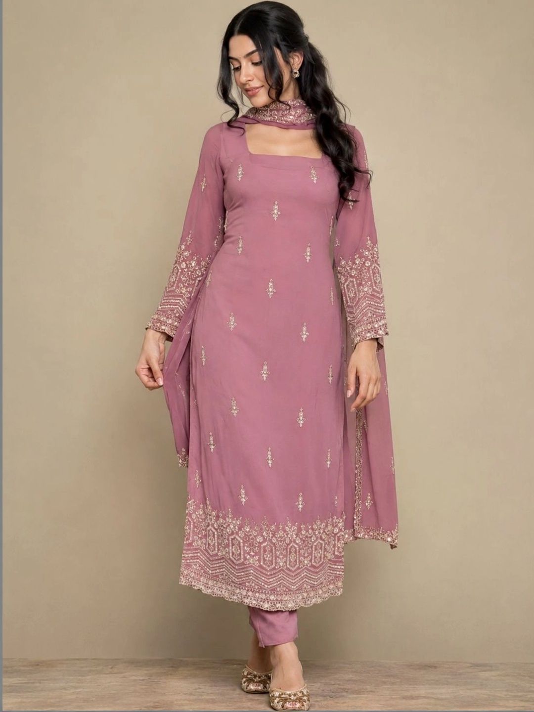 Moda Rapido Women Ethnic Motifs Embroidered Regular Kurta with Trousers & With Dupatta