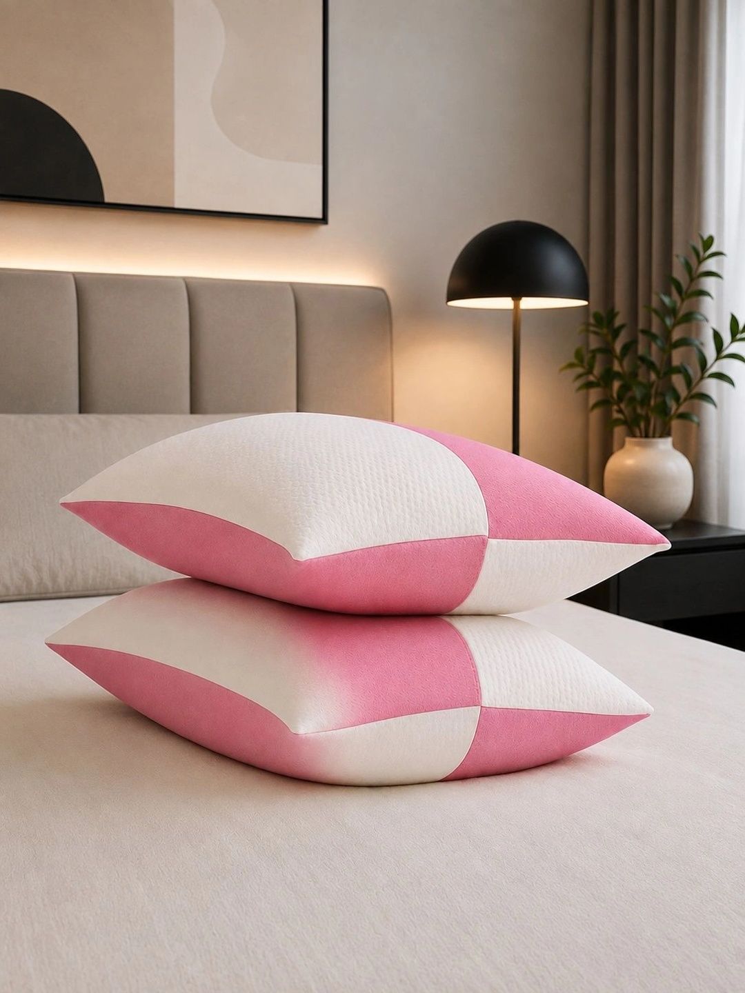 Myntra Elegant Homes Pink Set of 2 Fibre Filled Polycotton Sleep Pillow