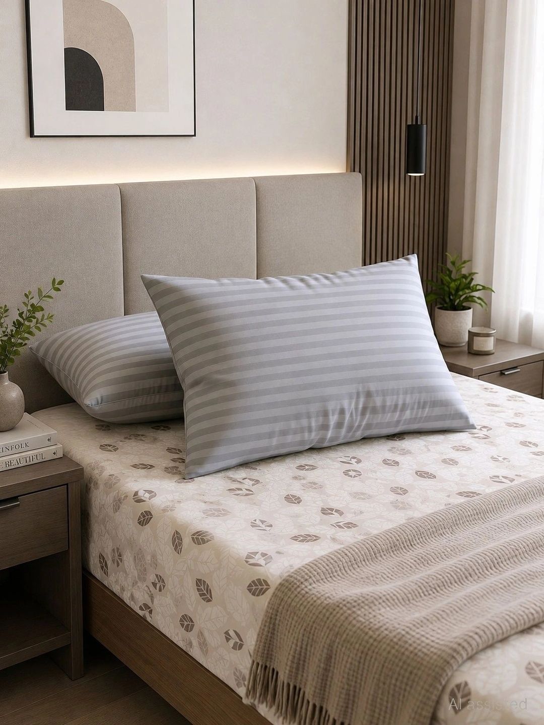 Myntra Elegant Homes Grey Set of 2 Fibre Filled Polycotton Sleep Pillow