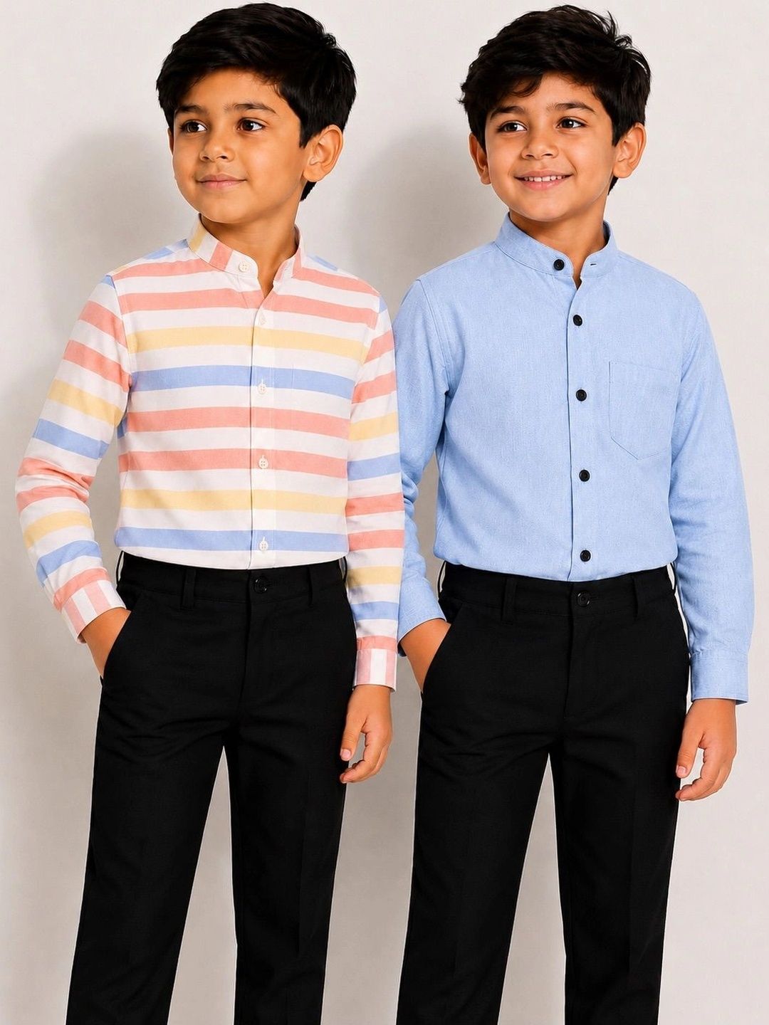 LABHKALA LABHKALA Pack Of 2 Boys Multi Stripes Striped Casual Shirt