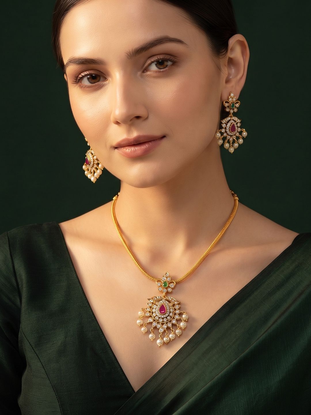 DURATI Gold-Plated Pendant and Earrings