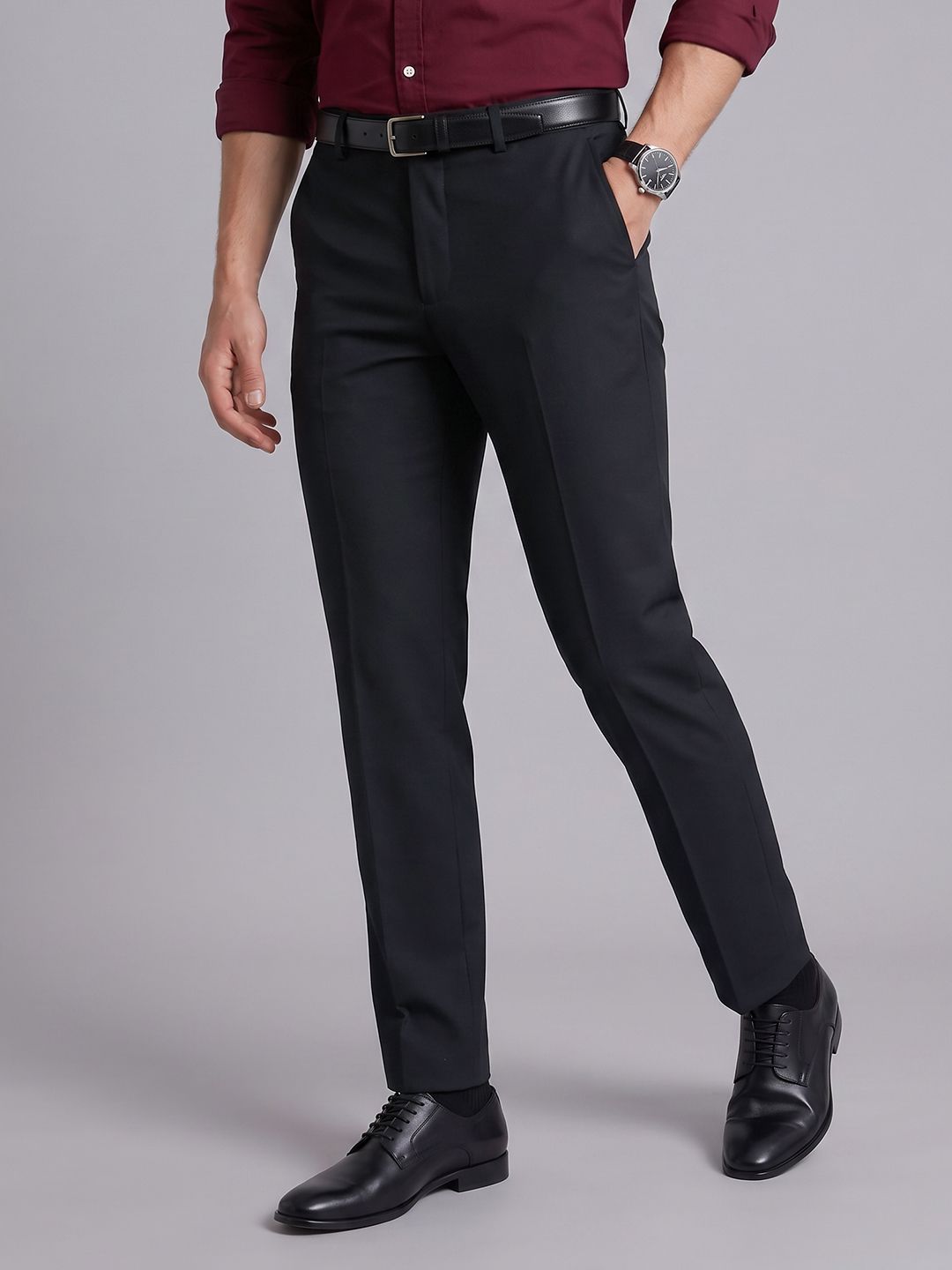 Blackberrys Men Slim Fit Formal Trousers-image-15