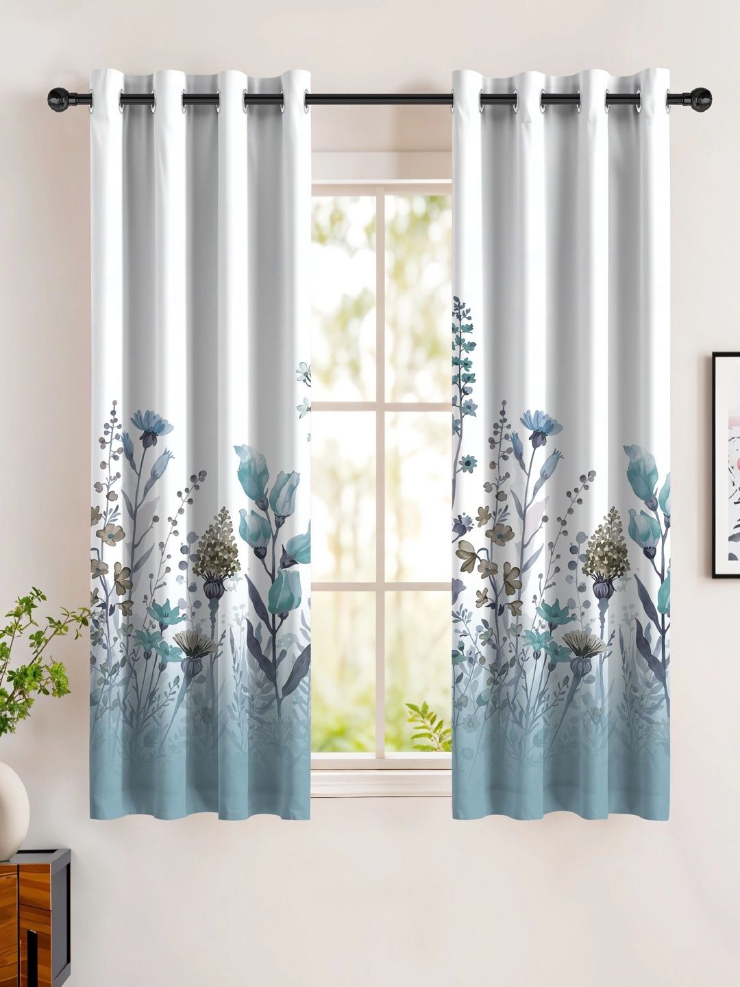 Nefertiti Home Nefertiti Home Blue Floral Room Darkening Window