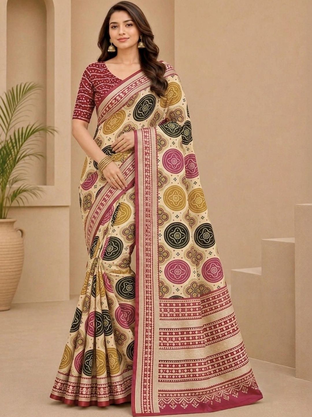SAMANTHA Bandhani Poly Georgette Bandhani Saree