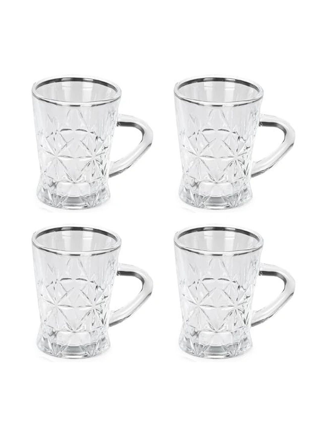 Aura Nude-Coloured & White Geometric Textured Glass Transparent Mugs Set of Cups and Mugs-picture-25