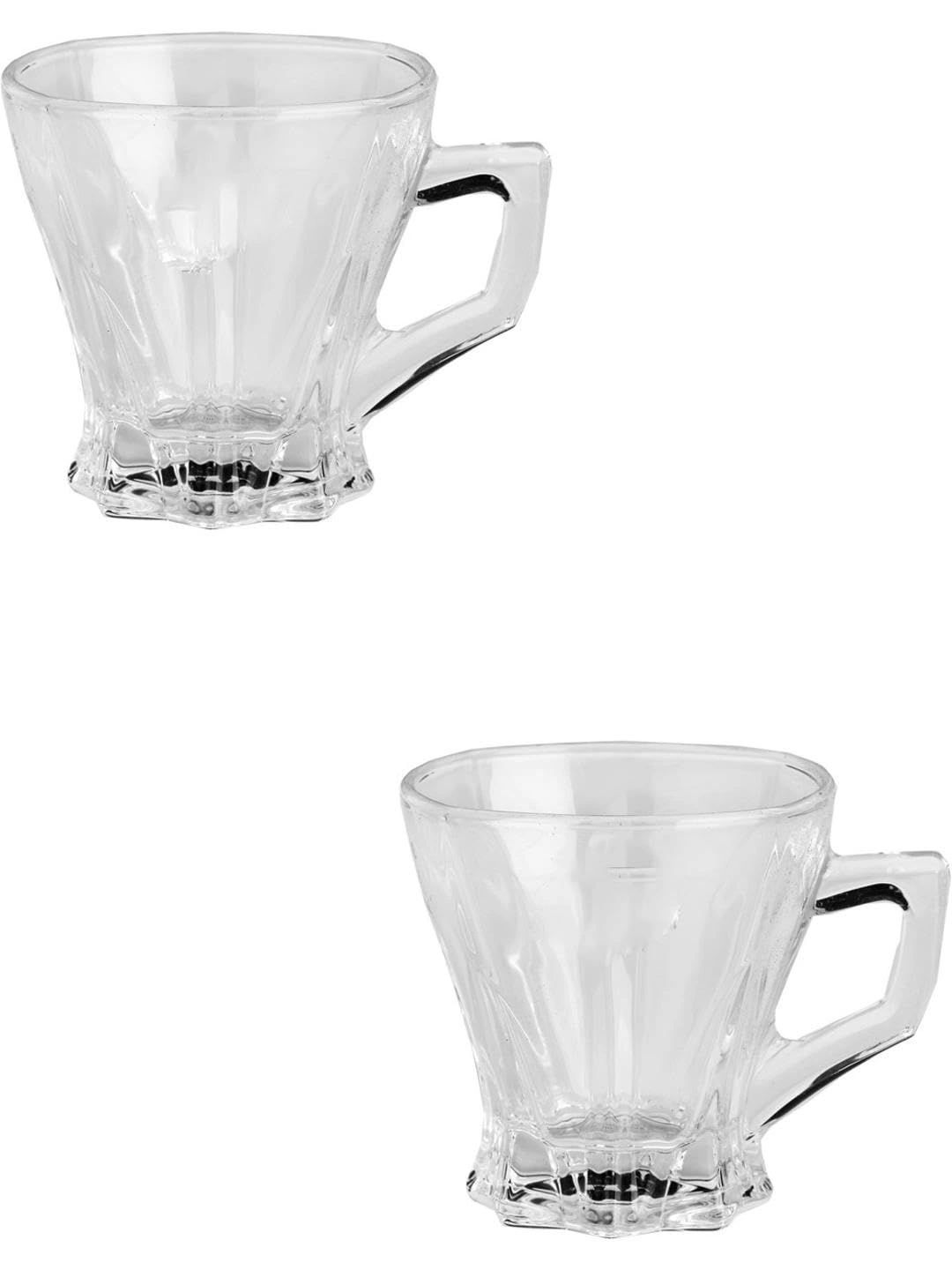 Aura Nude-Coloured & White Textured Glass Transparent Cups Set of Cups and Mugs-picture-33