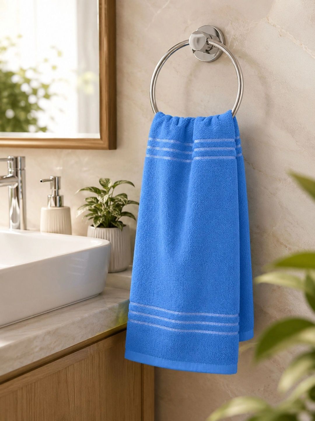 Terrycott Blue Pure Cotton Hand Towels-image-23