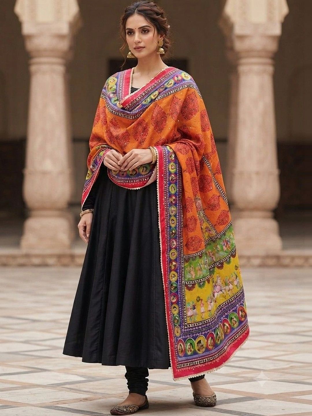 Kinjhit Fashion Printed Dupatta with Mirror Work-picture-56