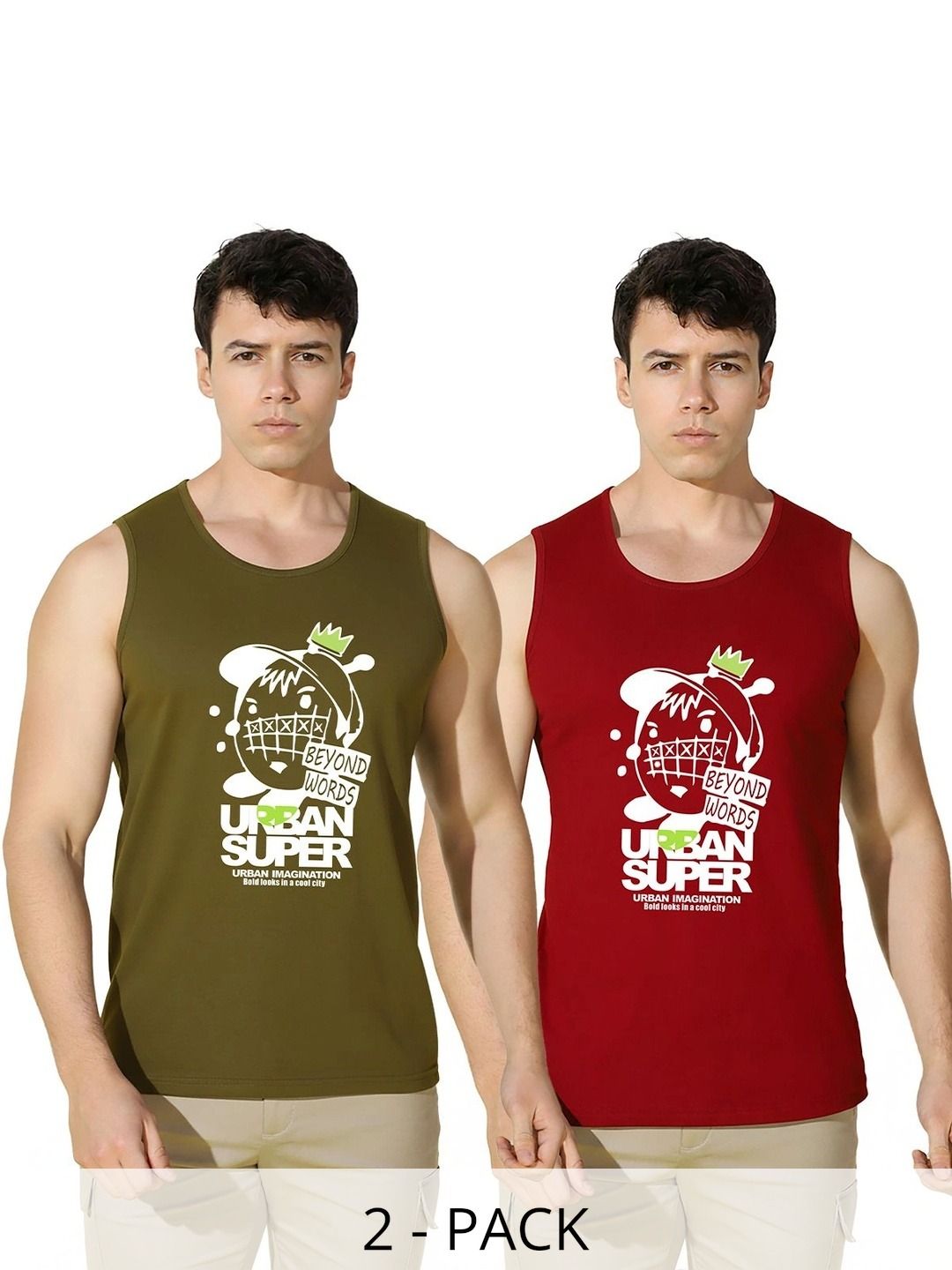 MINISTRY OF FRIENDS Pack of 2 Printed Cotton Gym Vest-picture-12