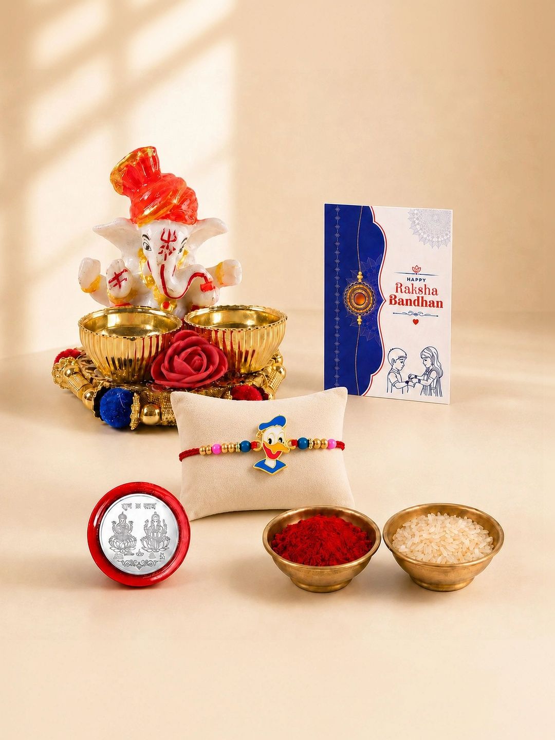 Myntra Elegant Homes Set of 6 Rakhi Gift Set With Silver Coin, Greeting Card & Roli Chawal-picture-38