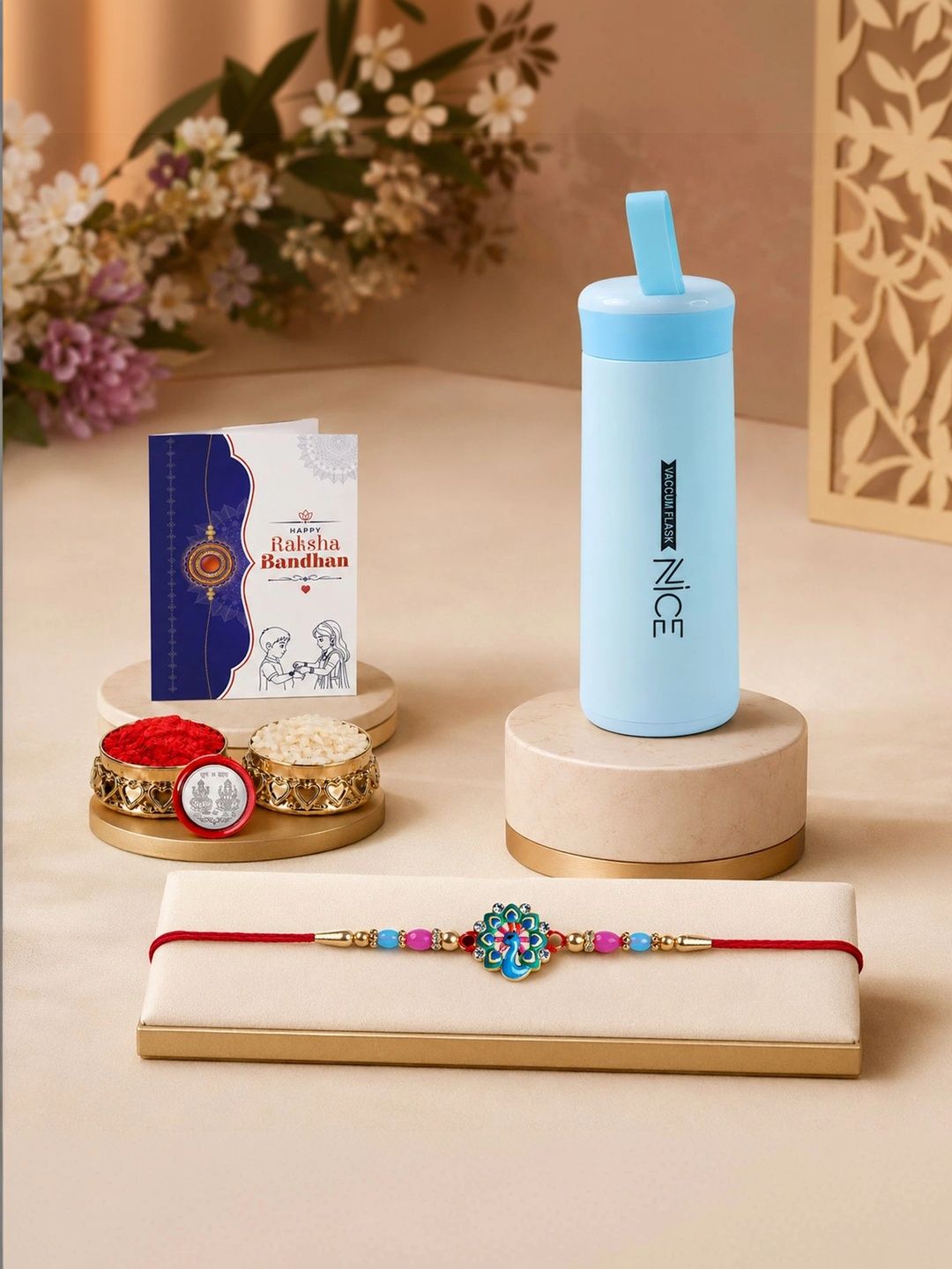 Myntra Elegant Homes Rakhi With Greeting Card Water Bottle Silver Coin & Roli Chawal-picture-19