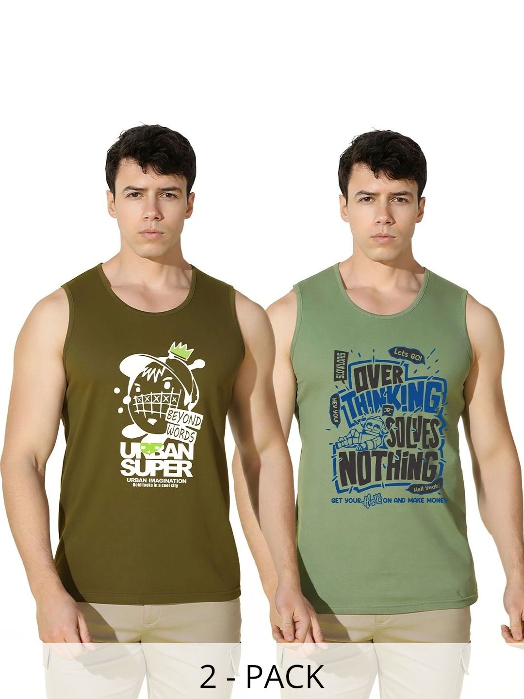 SLOWLORIS Pack of 2 Printed Cotton Tank-picture-34