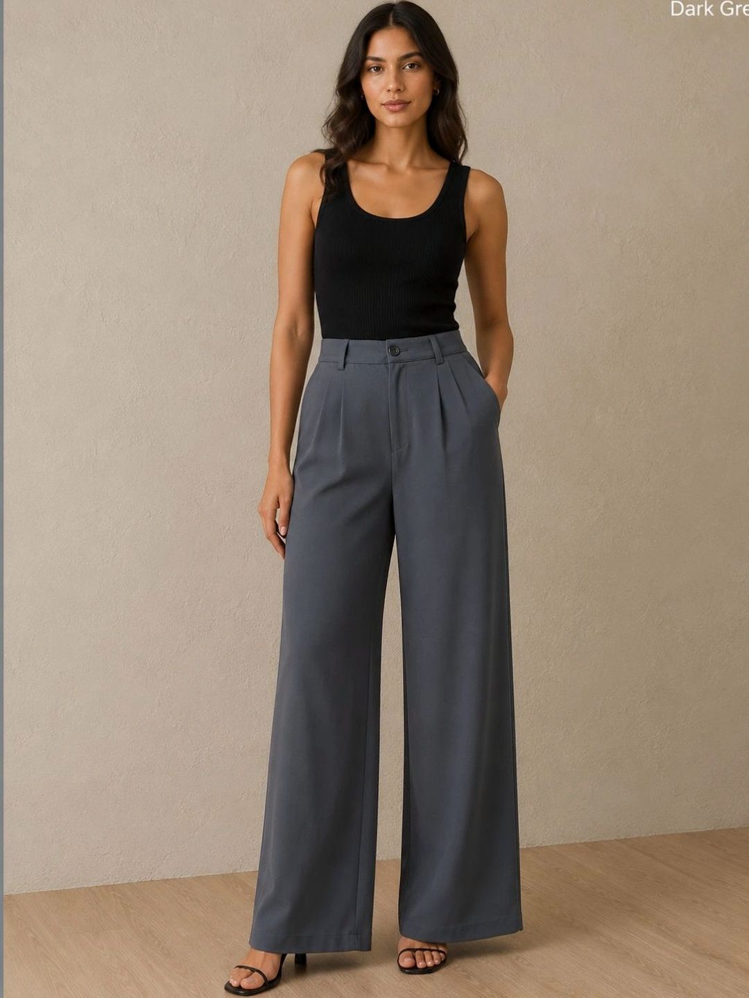 Kyber Women Relaxed Straight Leg High-Rise Easy Wash Pleated Trousers-picture-41