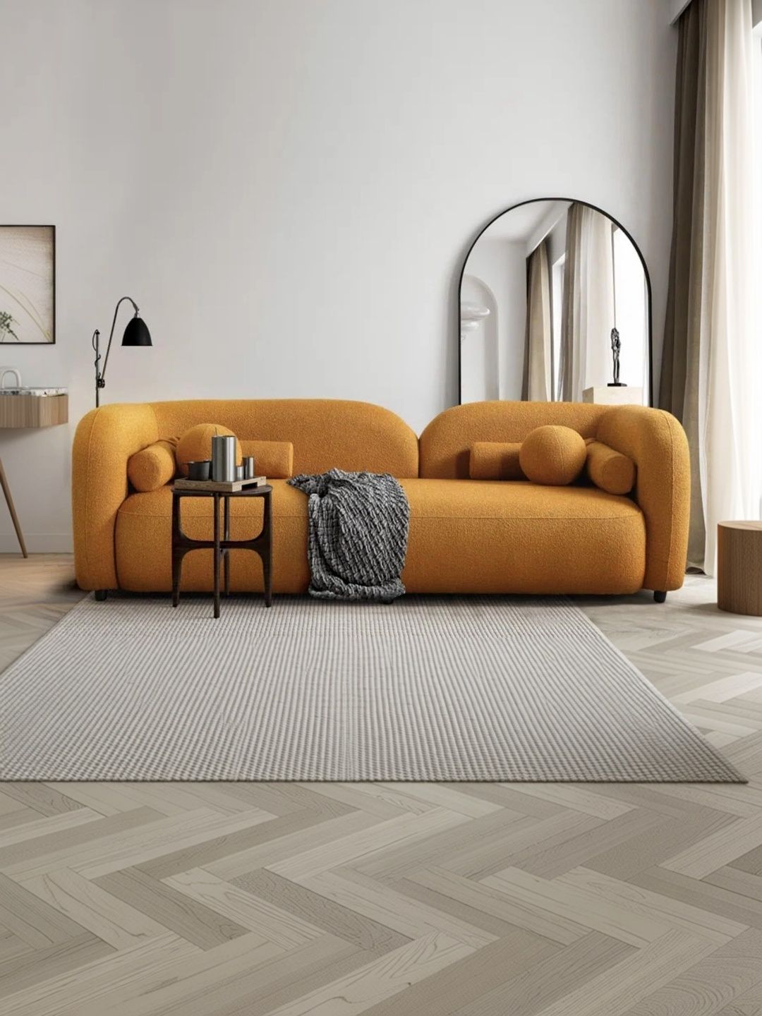 Soul craft Mustard Wooden 3-Seater Sofa-picture-47