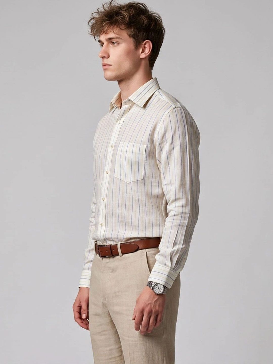 Charagh Din Men Premium Striped Formal Shirt-picture-12