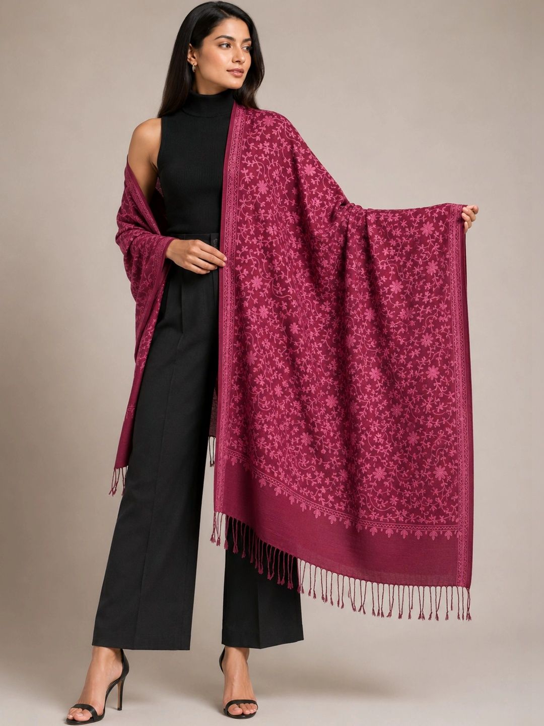 HAUTEMODA Women Floral Embroidered Shawl-picture-29