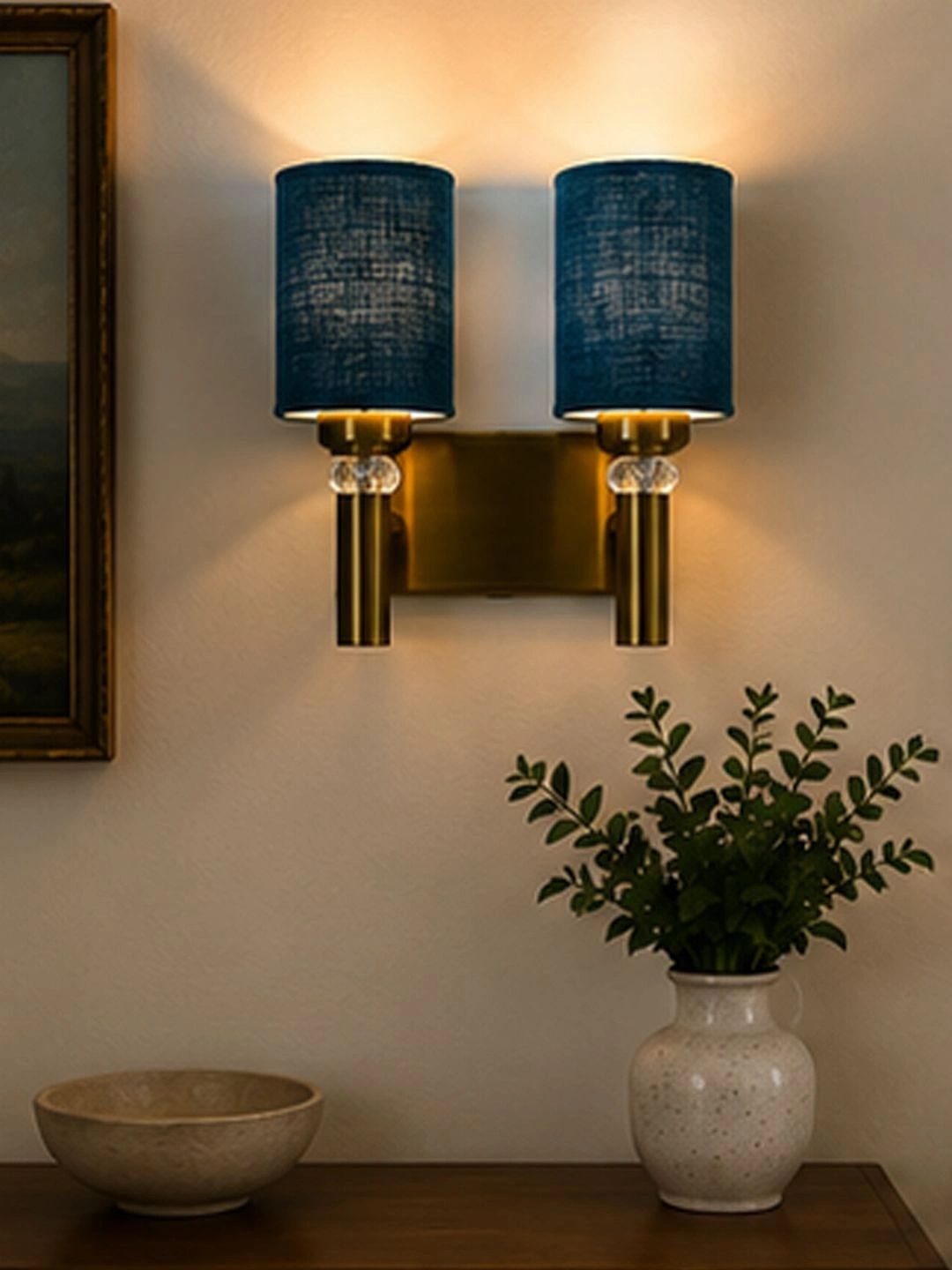 Myntra Elegant Homes Blue Textured Metal Contemporary Cylinder Shaped Wall Lamp-picture-19
