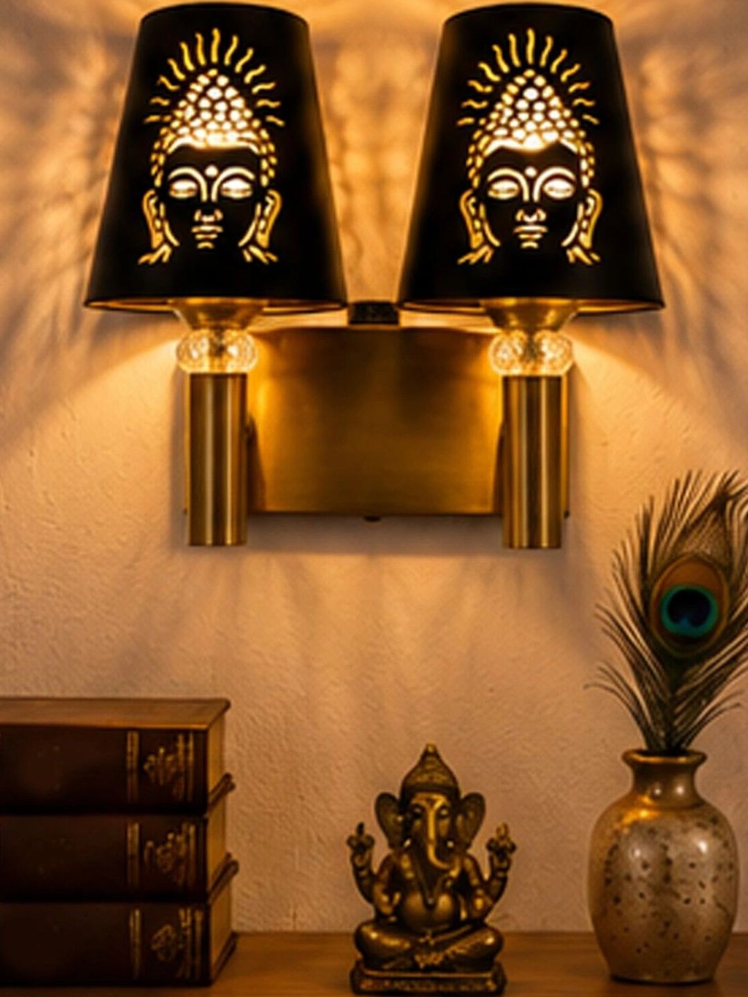 Myntra Elegant Homes Black Metal Frustum Shaped Wall Lamp-picture-37