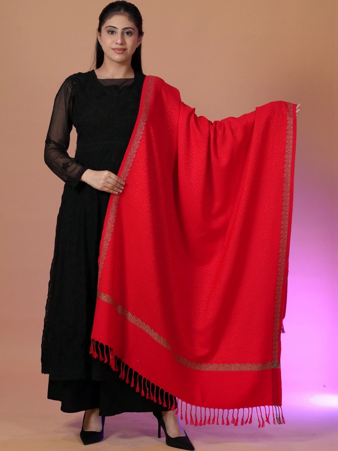 S.T. Women Botanical Woven Design Acrylic Shawl-picture-27