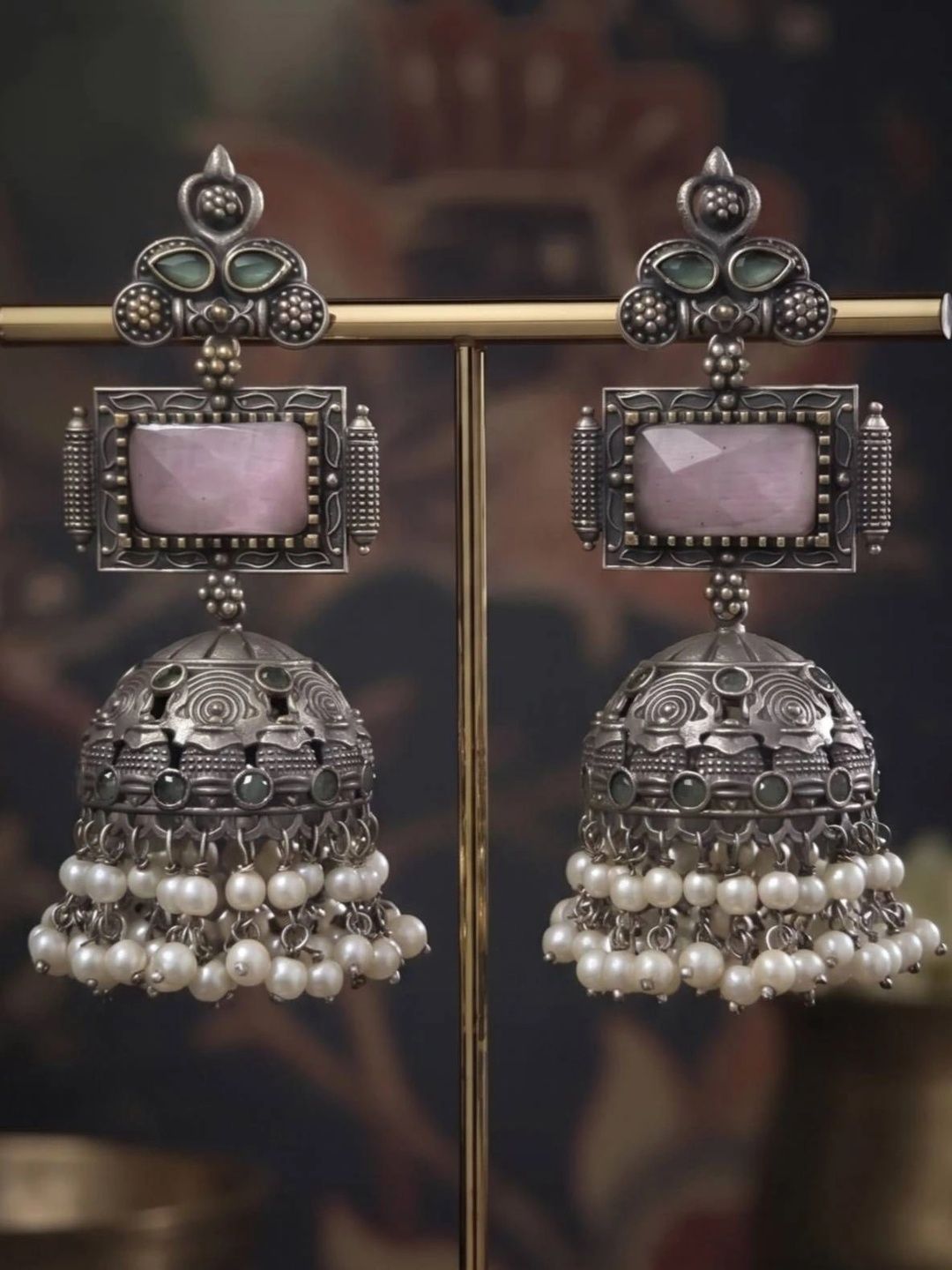 THE GLAM POUCH Geometric Jhumkas Earrings-image-9