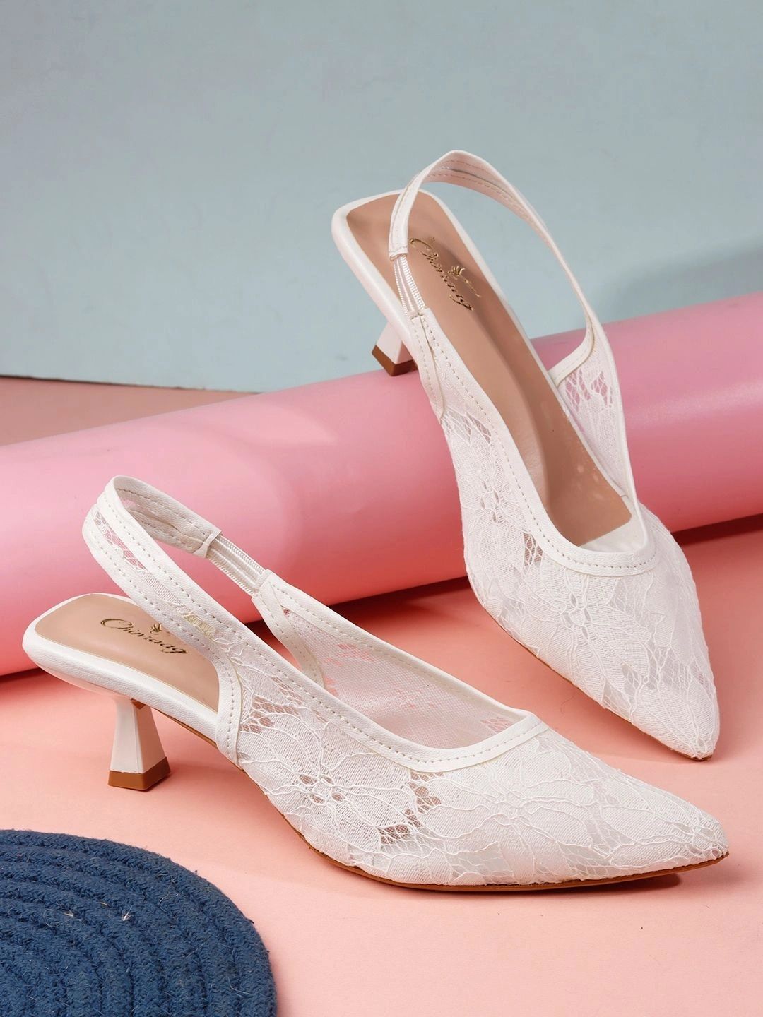 CHINRAAG Textured Kitten Pumps-picture-16