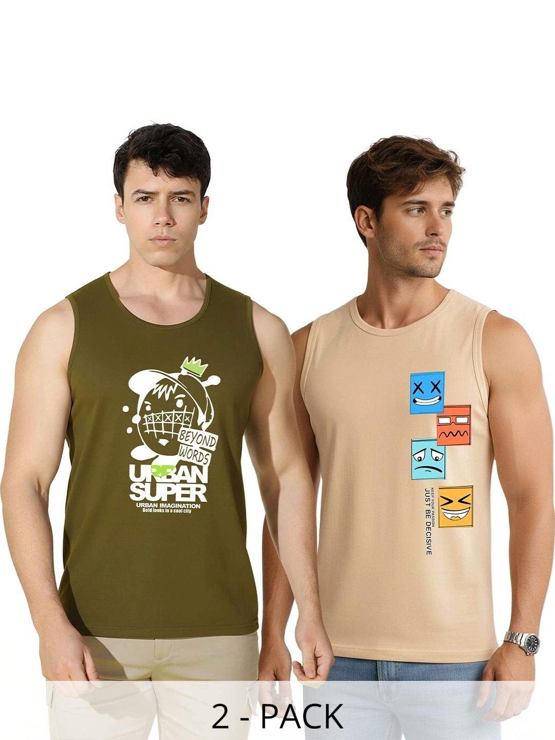 MINISTRY OF FRIENDS Pack of 2 Printed Cotton Tank-picture-43