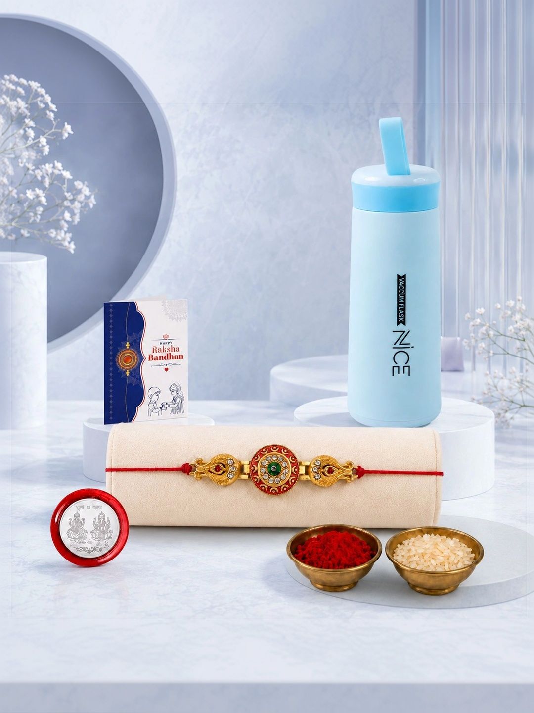 Myntra Elegant Homes Set of 6 Rakhi Gift Set With Silver Coin, Greeting Card & Roli Chawal-picture-54