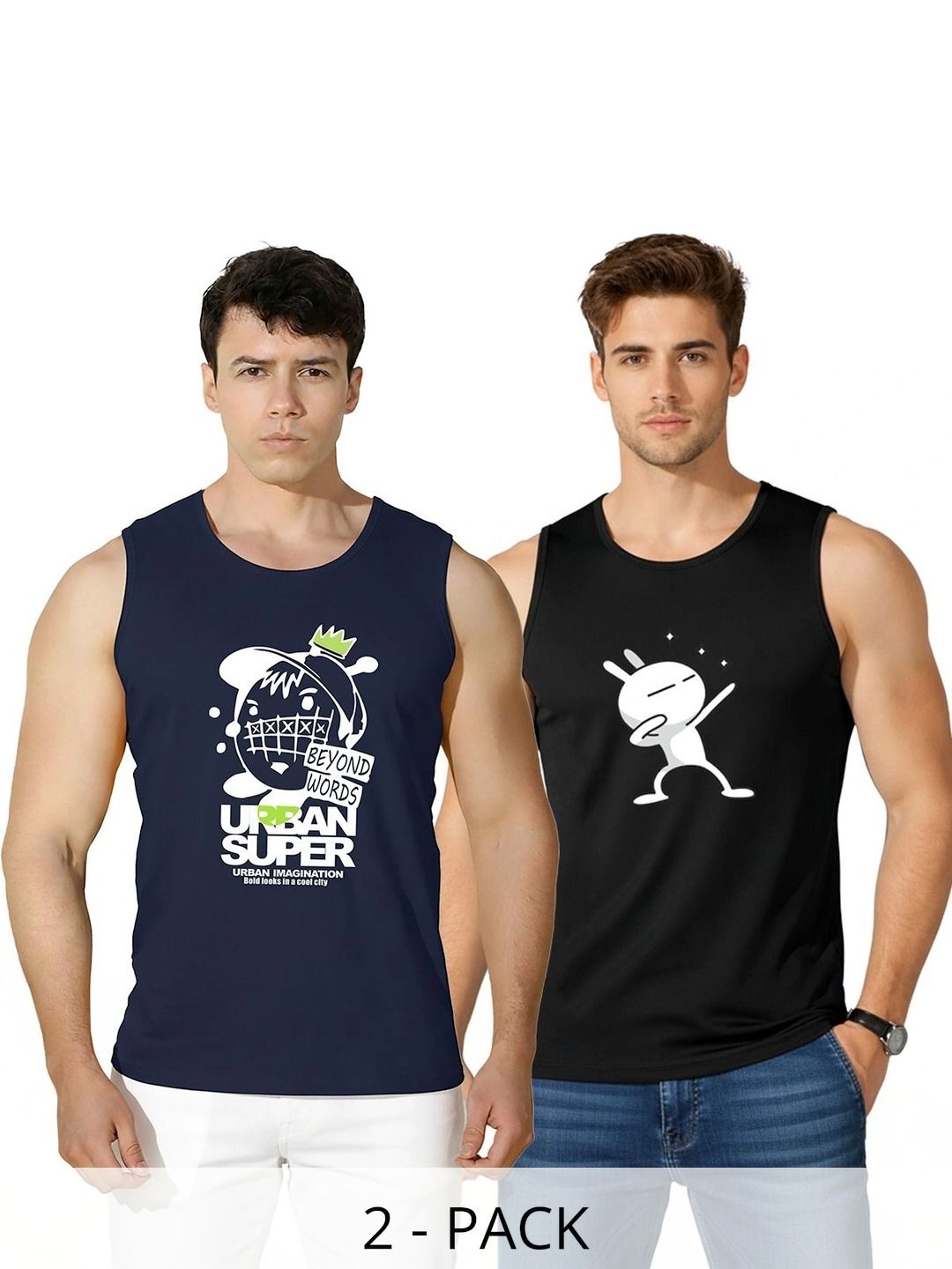 MINISTRY OF FRIENDS Pack of 2 Printed Cotton Gym Vest-picture-18