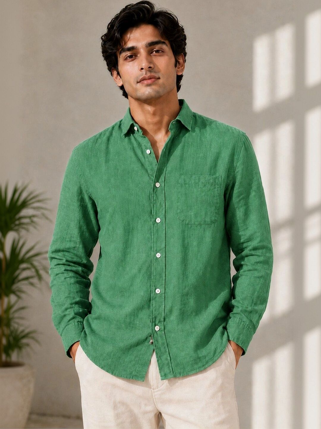 HERE&NOW Men Comfort Semi Sheer Casual Shirt-picture-38
