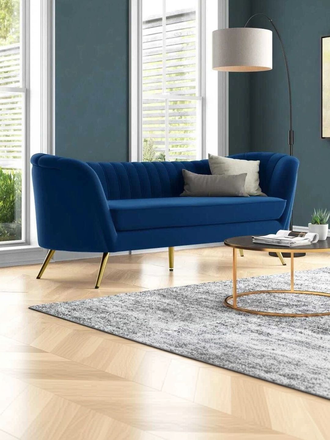 Soul craft Blue 3 Seater Sofa-image-1