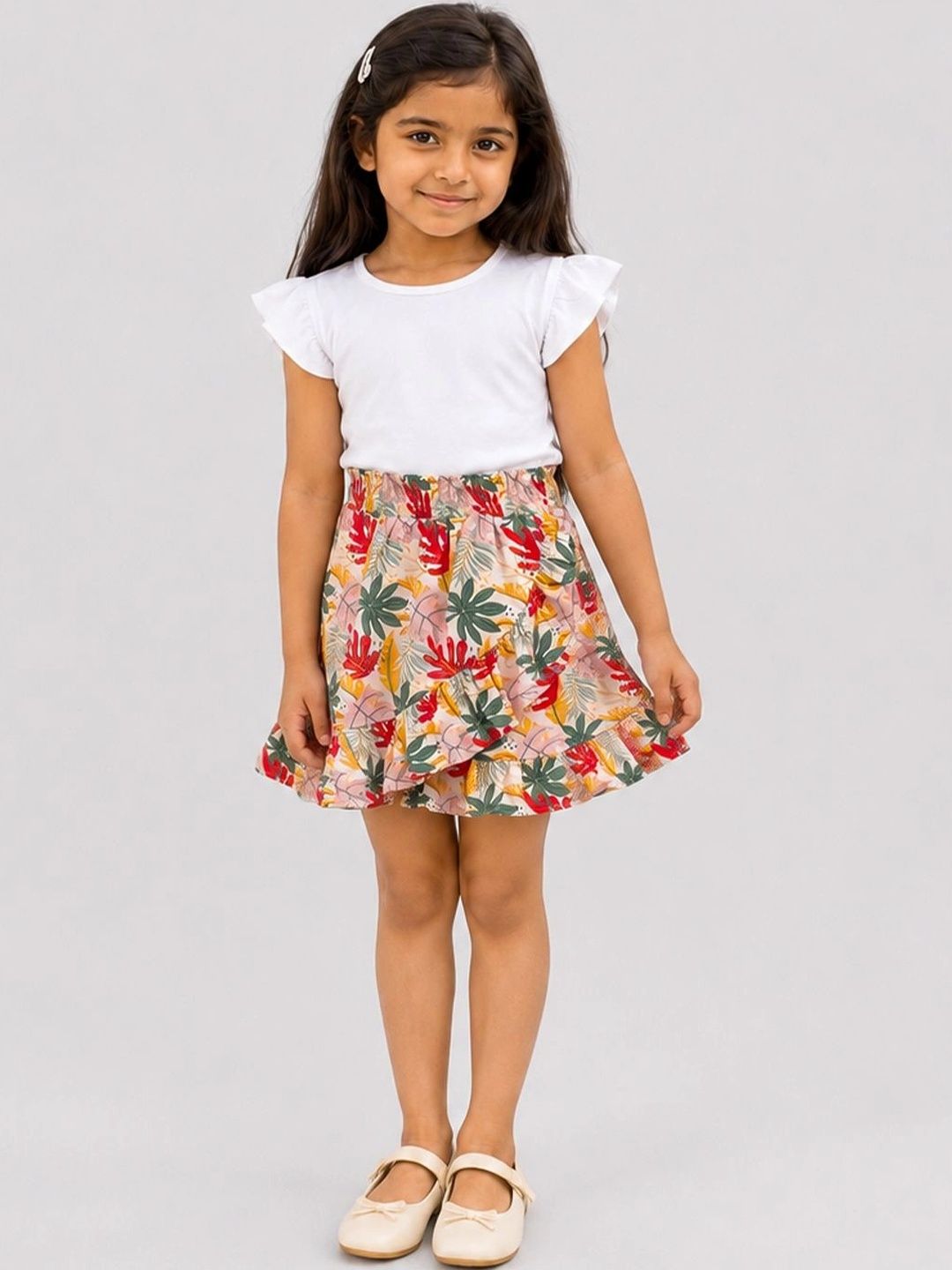 Bambee Kids Girls Floral Tropical Mini Flared Skirt-picture-42