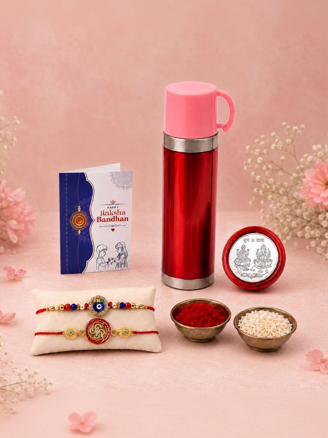 Myntra Elegant Homes Set of 7 Rakhi Gift Set With Silver Coin, Greeting Card & Roli Chawal-picture-13