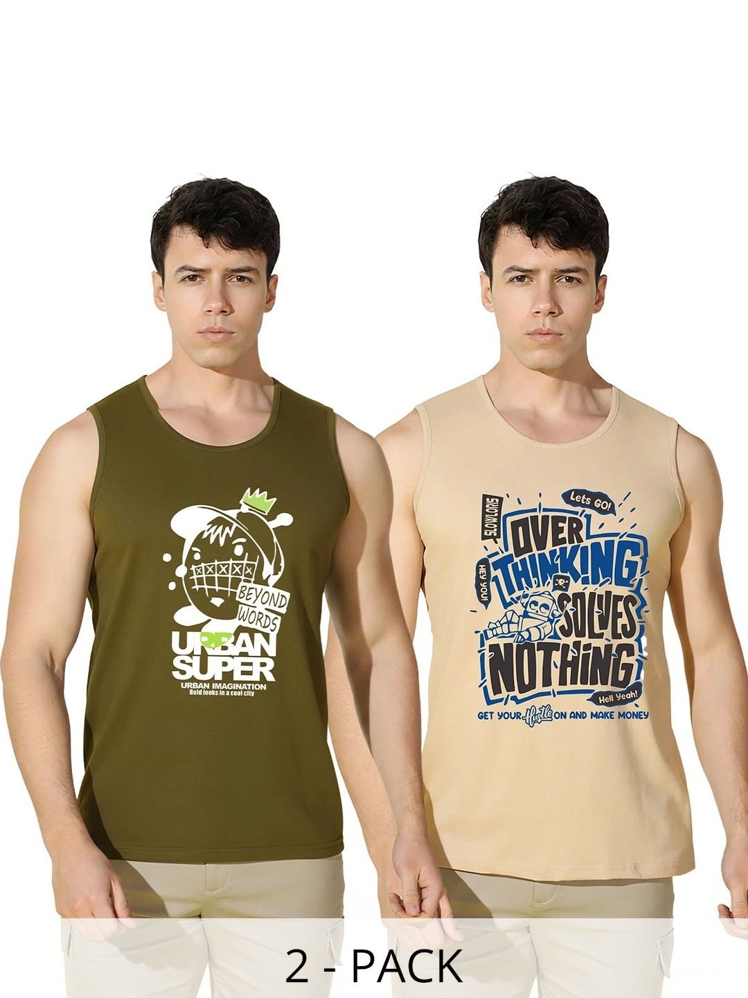 MINISTRY OF FRIENDS Pack of 2 Printed Cotton Gym Vest-picture-58