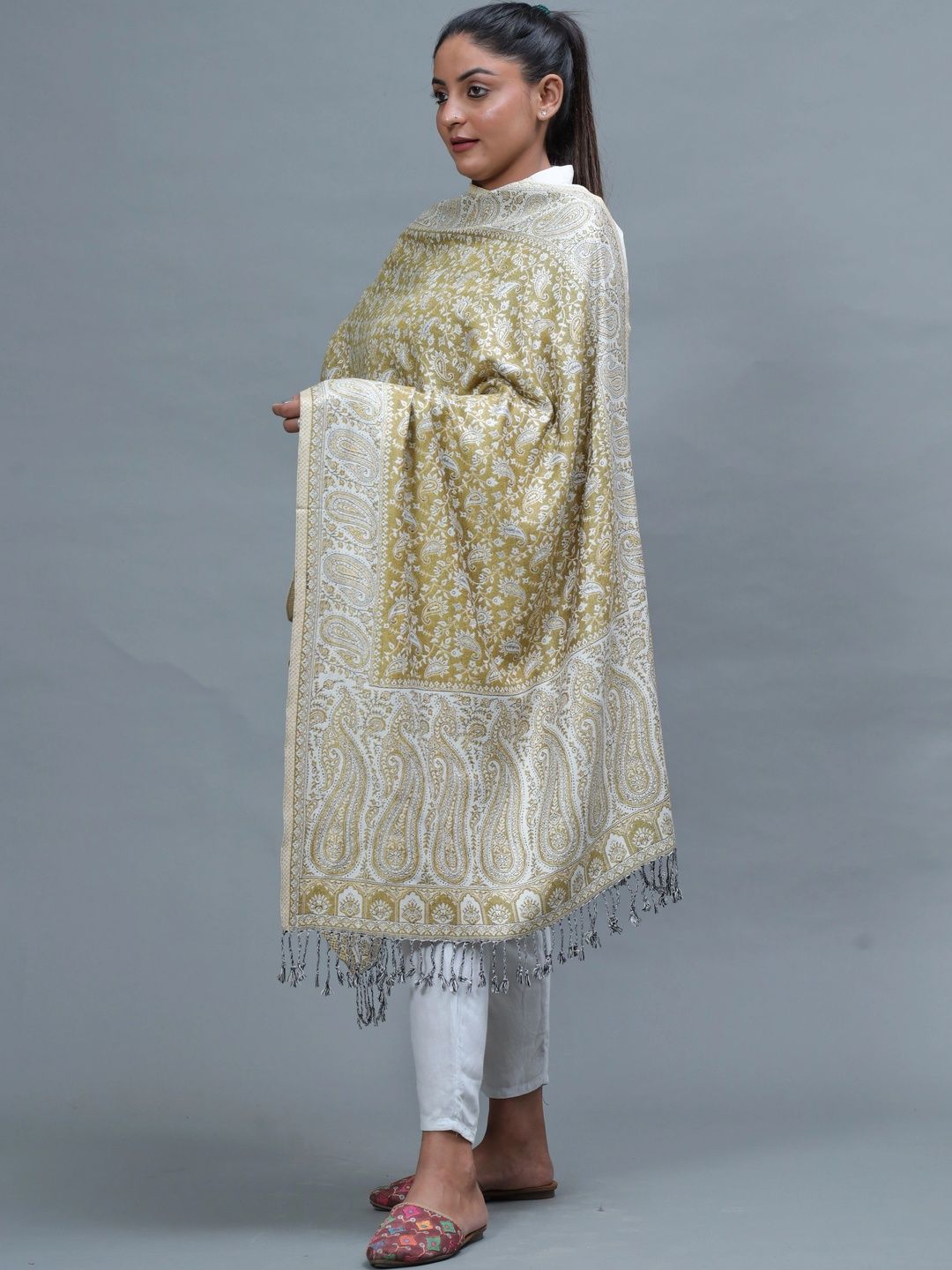 S.T. Women Paisley Woven Design Acrylic Shawl-picture-35