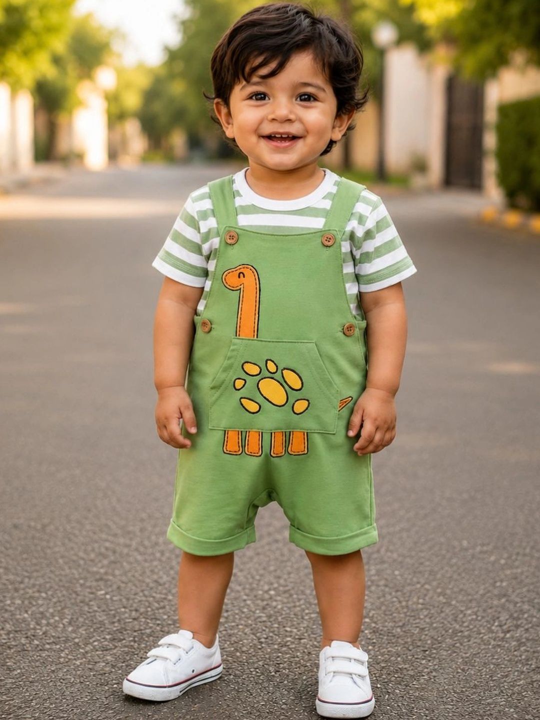 KIDNIP Boys Printed Graphic Slim Fit Short Dungarees-picture-13