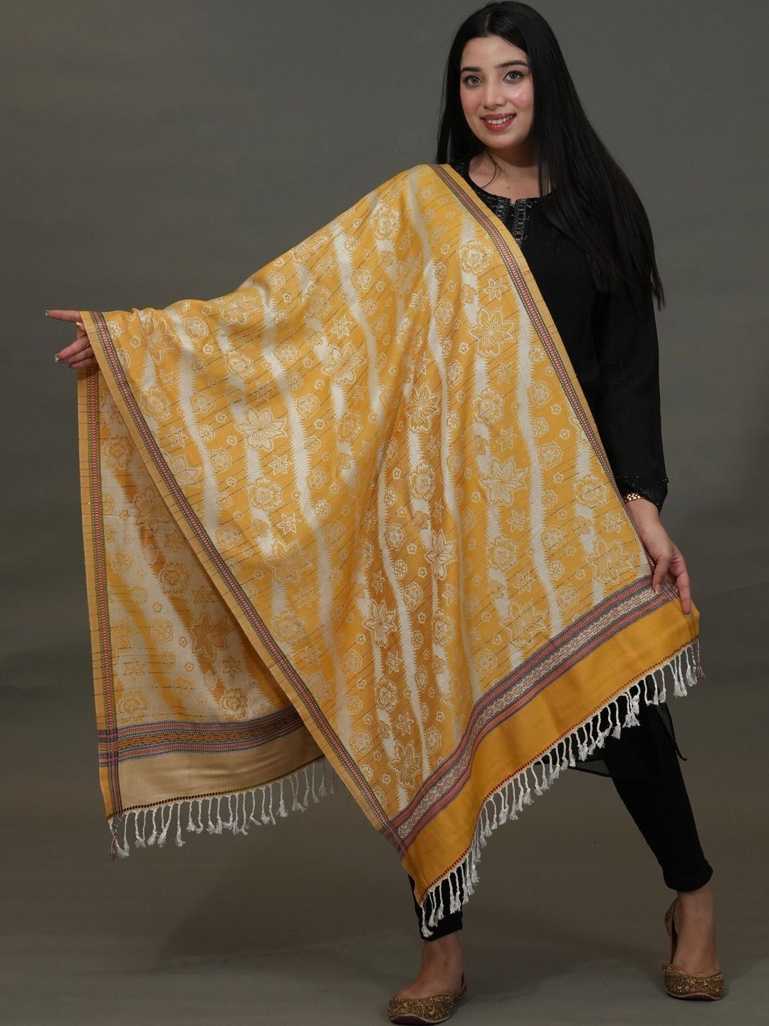 S.T. Women Floral Woven Design Acrylic Shawl-picture-19