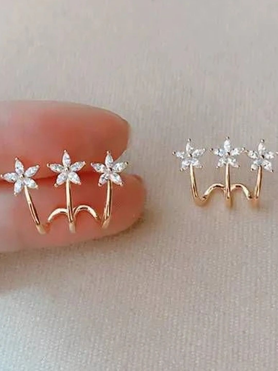Celestria Floral Ear Cuff Earrings-picture-25