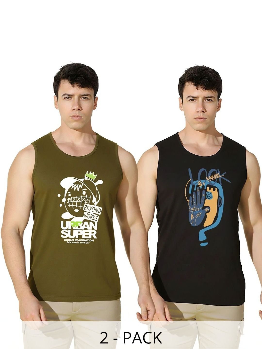 MINISTRY OF FRIENDS Pack of 2 Printed Cotton Tank-picture-20