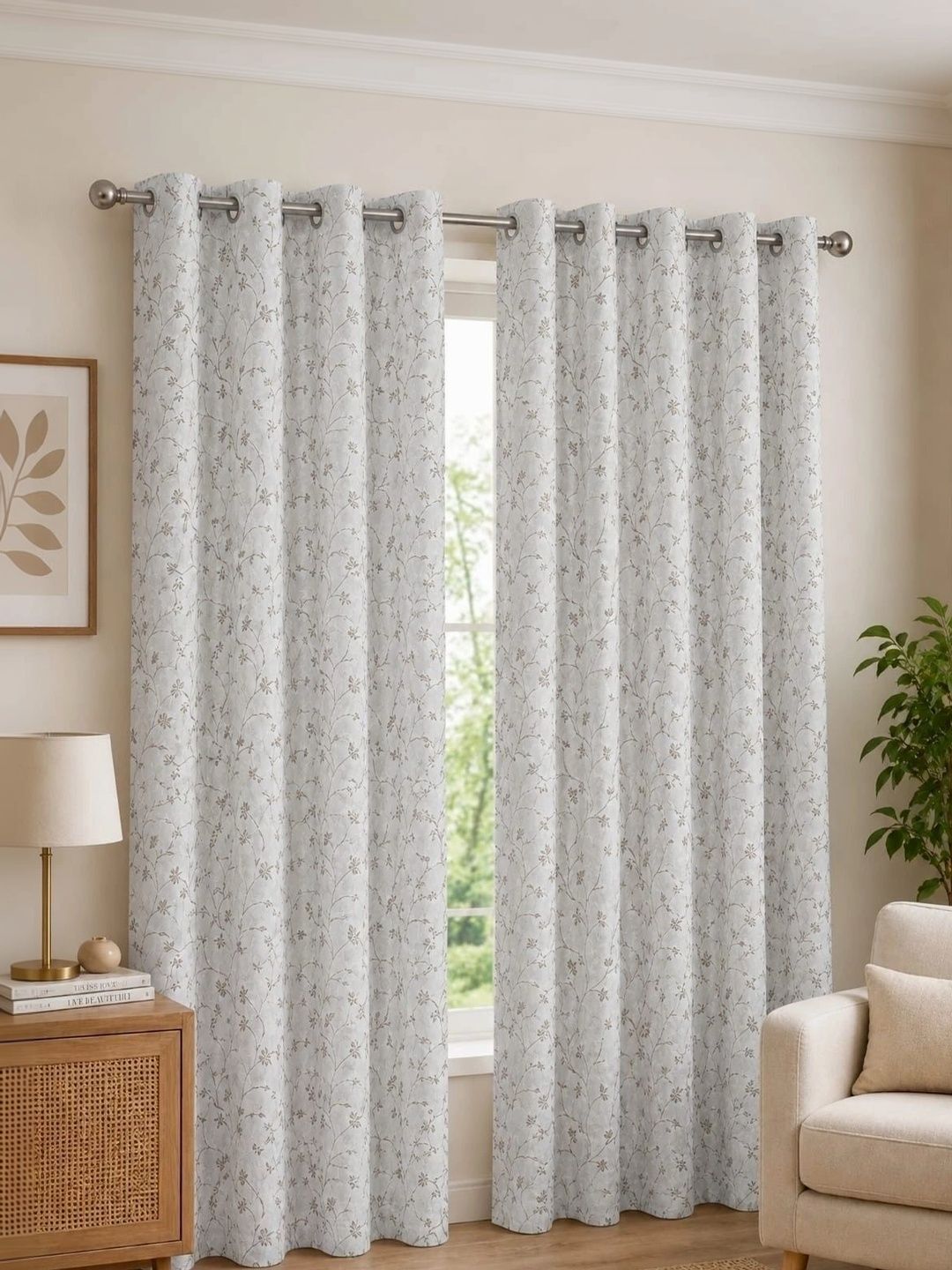 VRINDAKUL Multicoloured Set of 2 Floral Long Door Curtain-picture-14