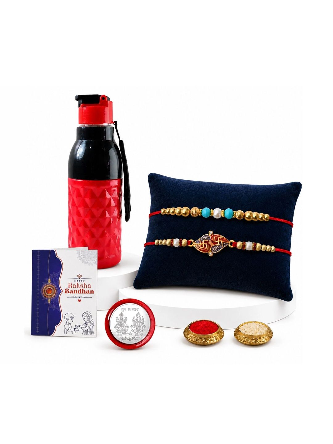 Myntra Elegant Homes Set Of 7 Rakhi Gift Set With Silver Coin, Greeting Card & Roli Chawal-picture-44