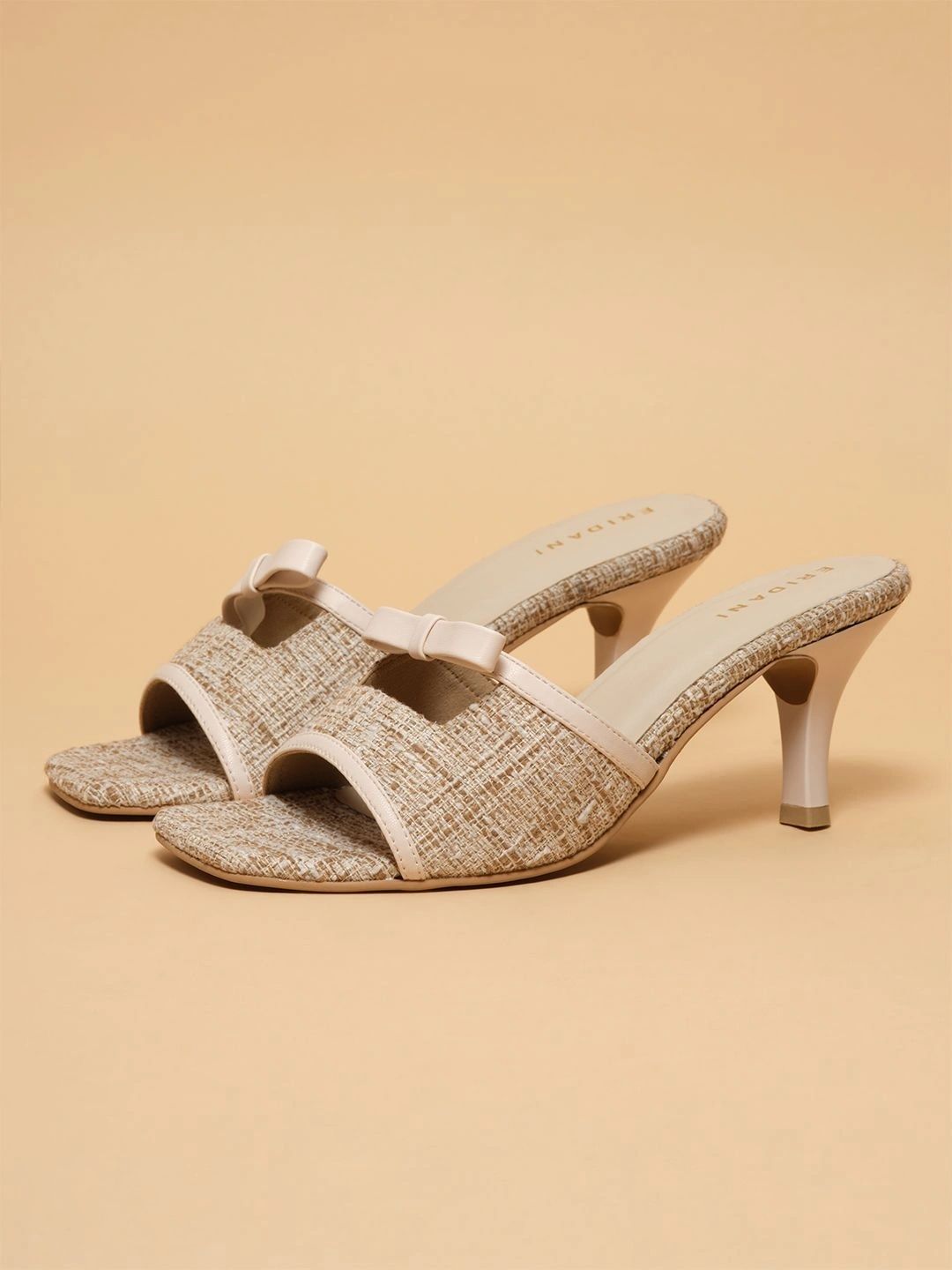 ERIDANI Textured Slim Heeled Mules with Bows-picture-14