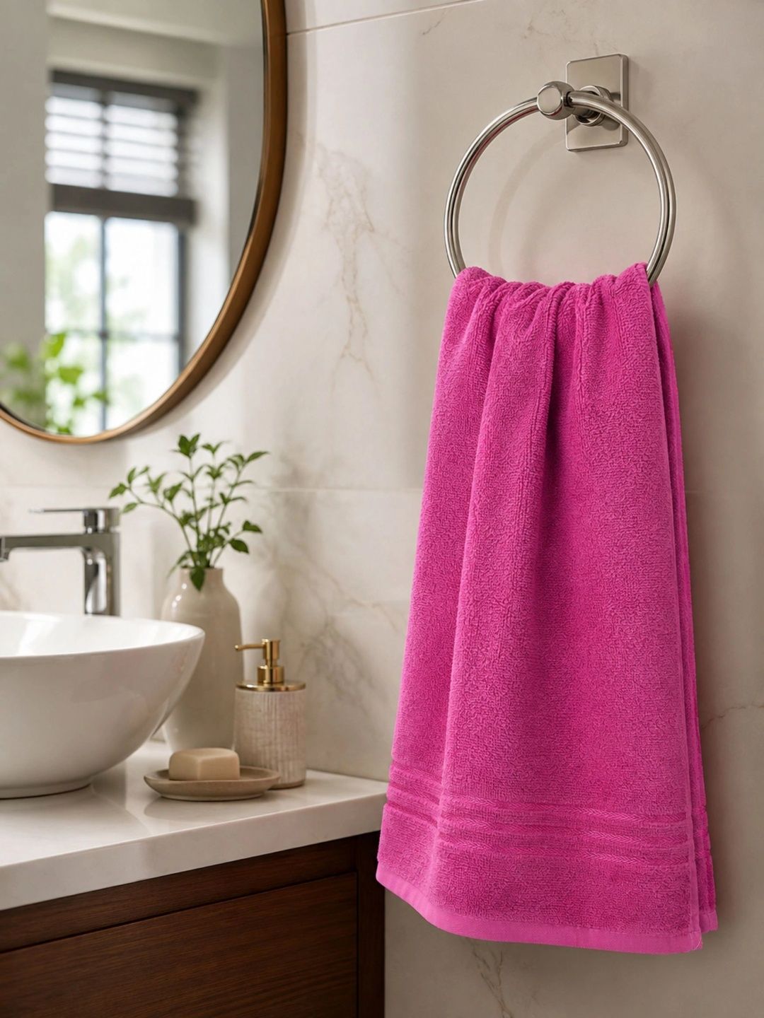 Terrycott Pink Pure Cotton Hand Towels-image-21