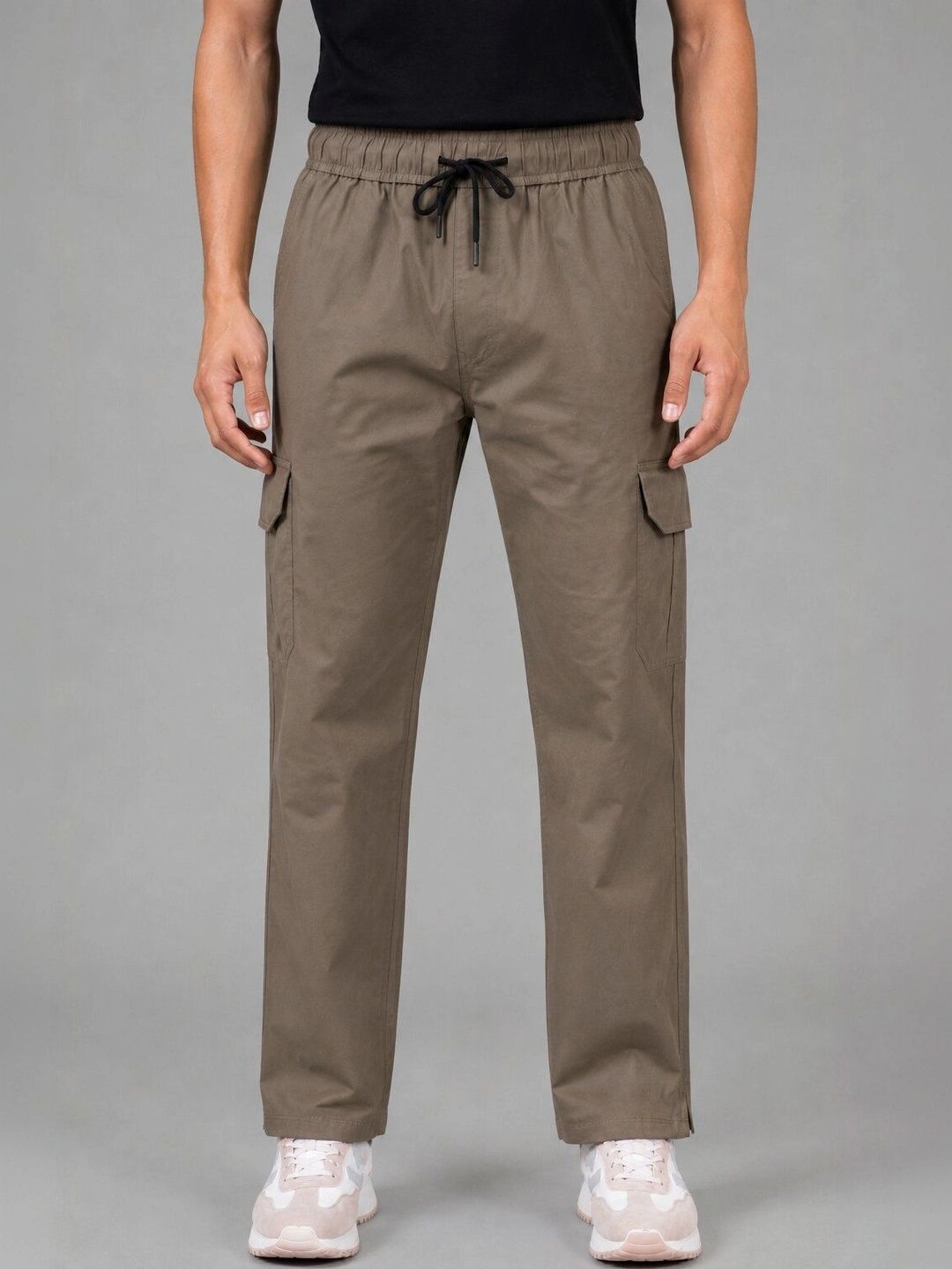 FIRST STITCH Men Relaxed Easy Wash Cargos Trousers-picture-33