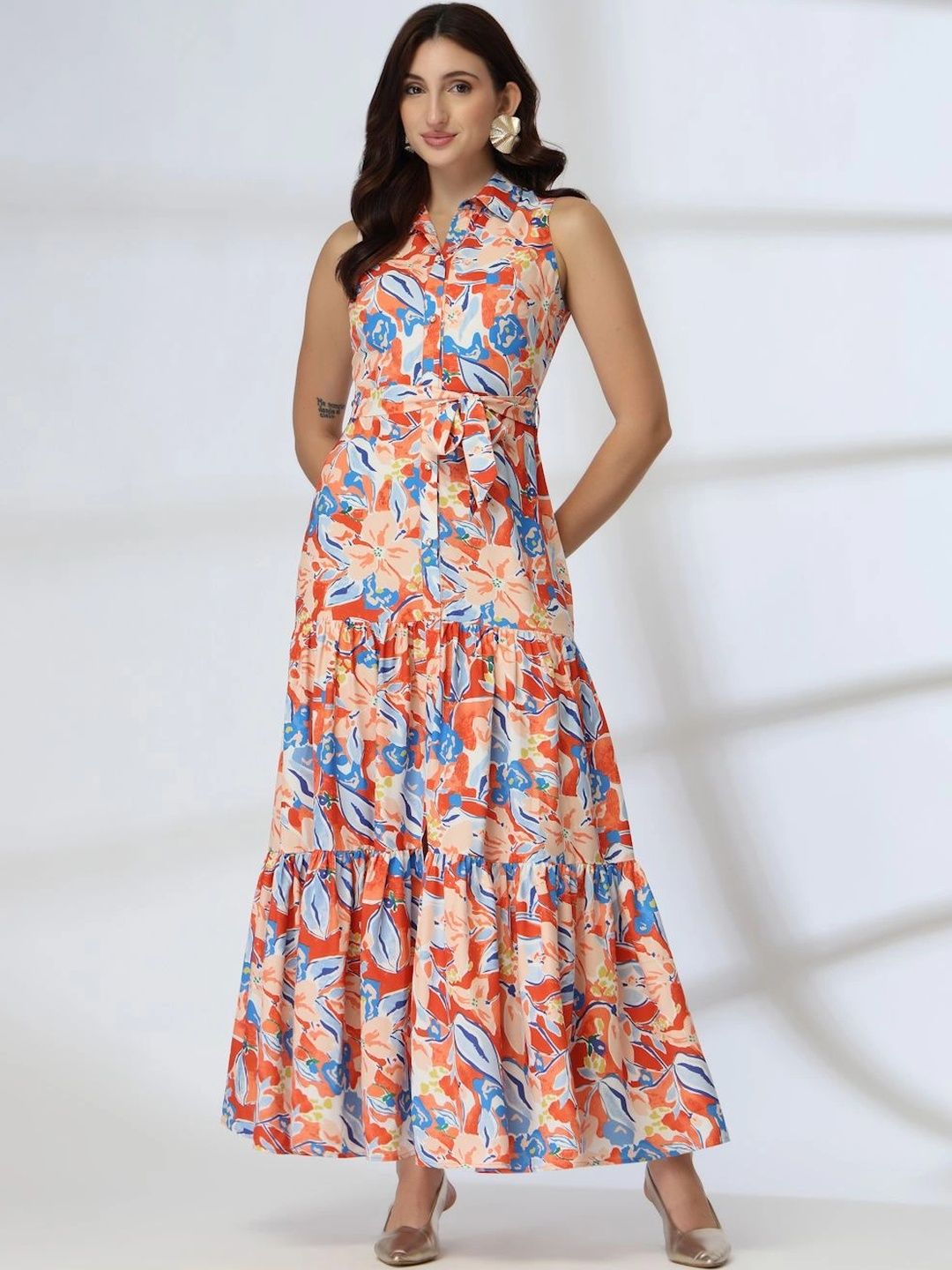 JEFF COOPER Floral Print Crepe A-Line Maxi Dress-picture-34